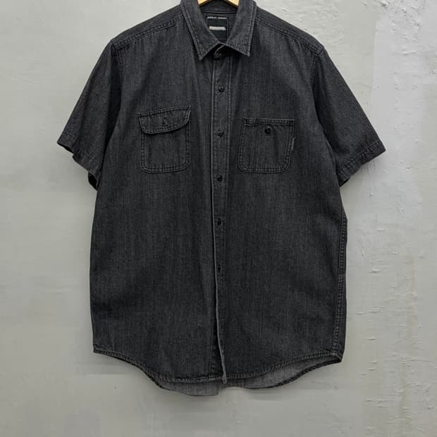  네이버후드 투포켓 블랙 데님 워크 셔츠