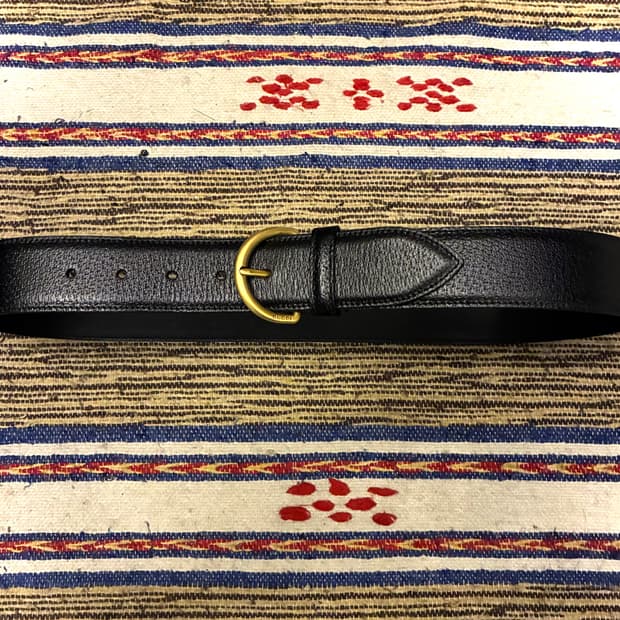 (S/80)GUCCI 구찌 그레인 레더 G버클 가죽벨트 블랙 우먼스