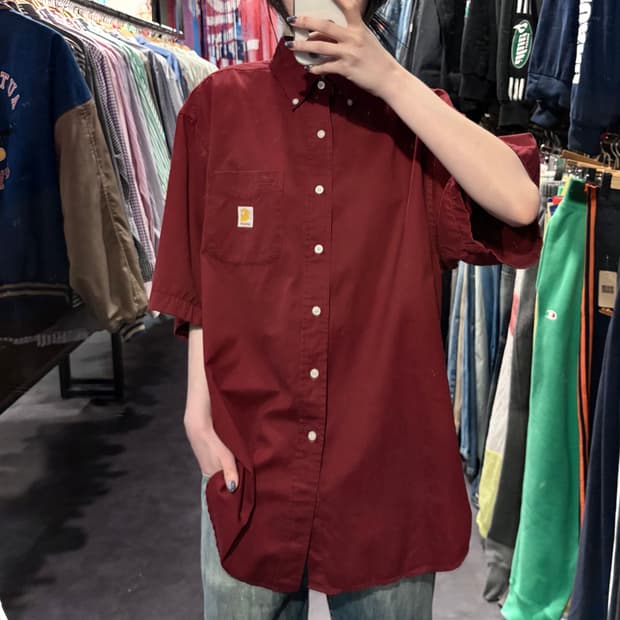 [IM] Carhartt 칼하트 반팔 셔츠 다크레드