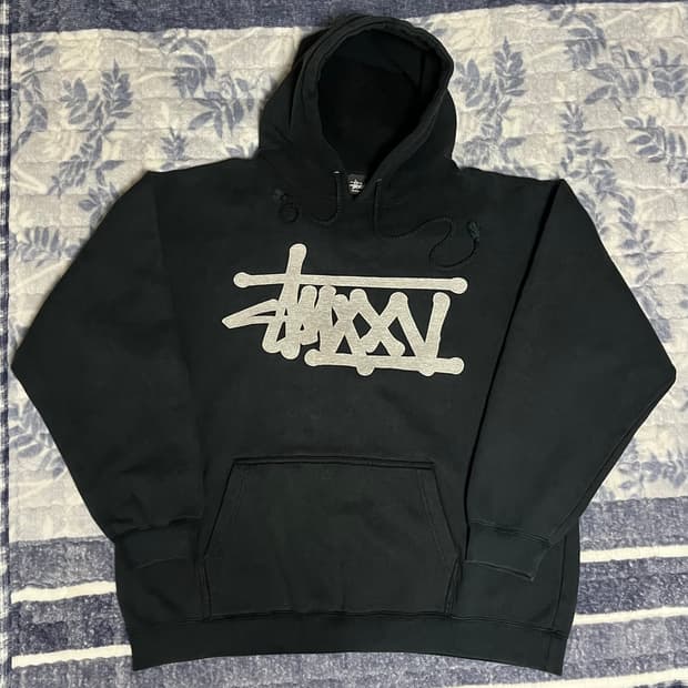 00s 스투시 그래피티 펠트 아플리케 스티치 후디 후드티