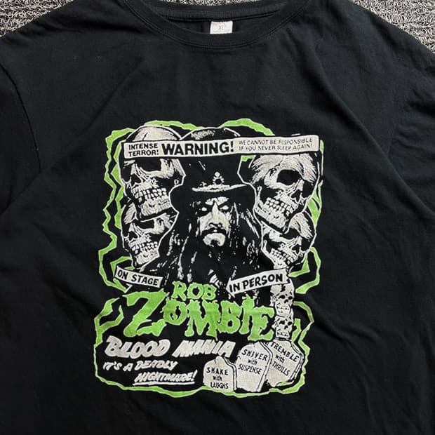 USA 빈티지 롭 좀비 블러드 매니아 락 티셔츠 3658