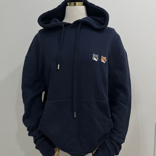 메종키츠네 더블폭스 후드 네이비