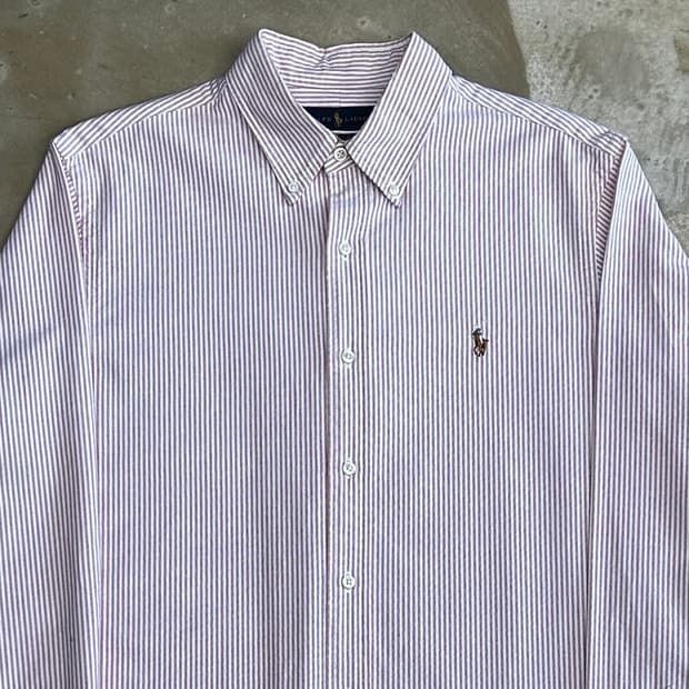 L 폴로랄프로렌 클래식핏 핑크 스트라이프 셔츠