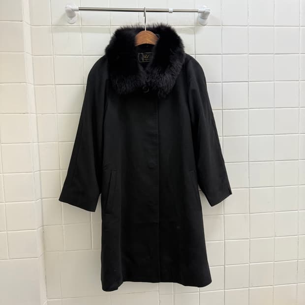 Rol Ant 퓨어 캐시미어 블랙퍼 롱코트 