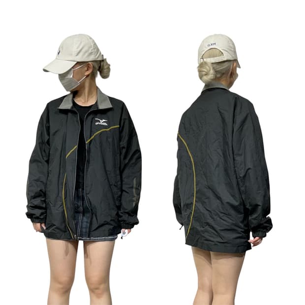 미즈노 블랙 오버핏 올드스쿨 트랙 자켓 L