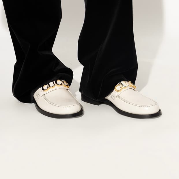 GUCCI 구찌 로고 레더 로퍼 화이트 36사이즈