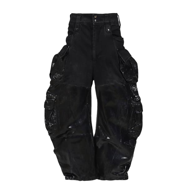 CANNNONE 2026ss 오일왁싱코팅 카고 곱창팬츠