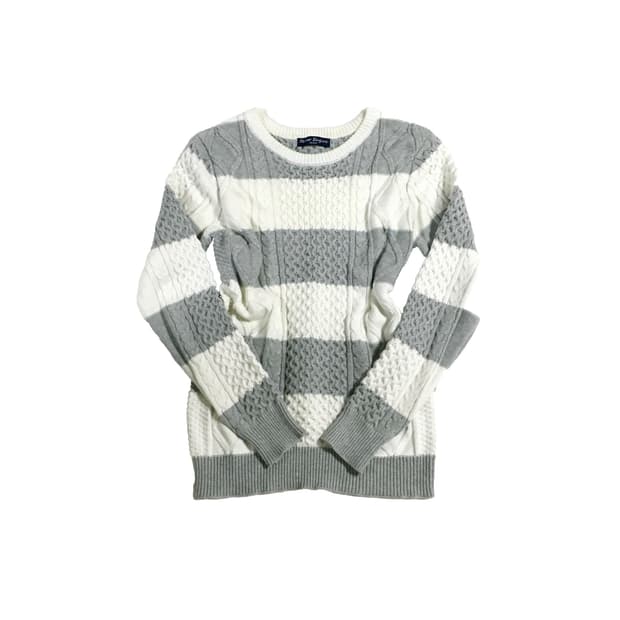 그레이 스트라이프 니트 너드캐주얼 무채색