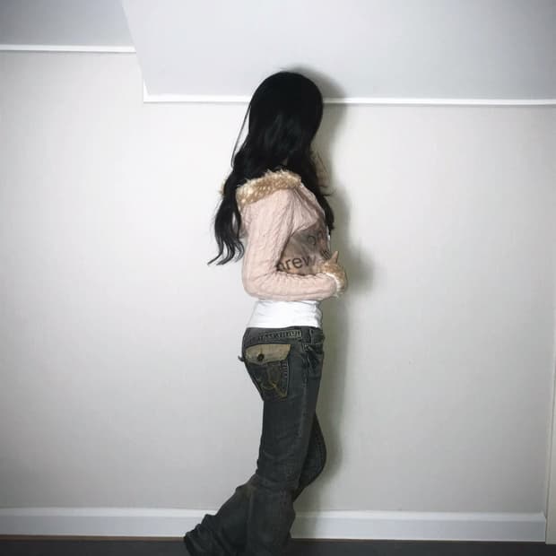 Deer Fur Trimmed Cable Knit Hoodie