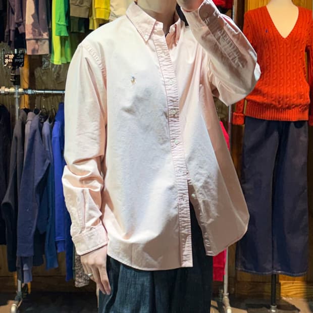 XL 폴로랄프로렌 커스텀핏 워시드 오렌지 셔츠