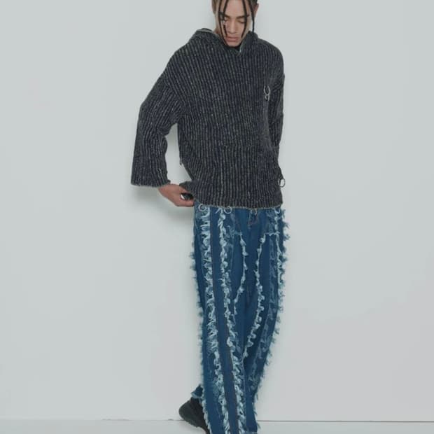 쎄르페 러플 디테일 데님 팬츠