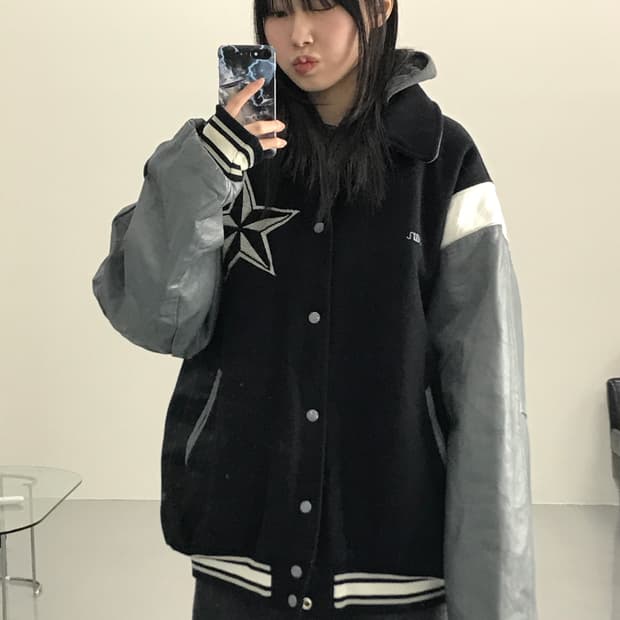 월킬 밸리 오버핏 바시티 자켓