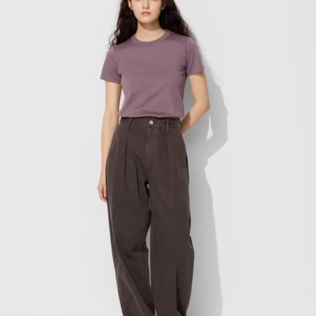 유니클로 르메르 데님턱 팬츠 브라운