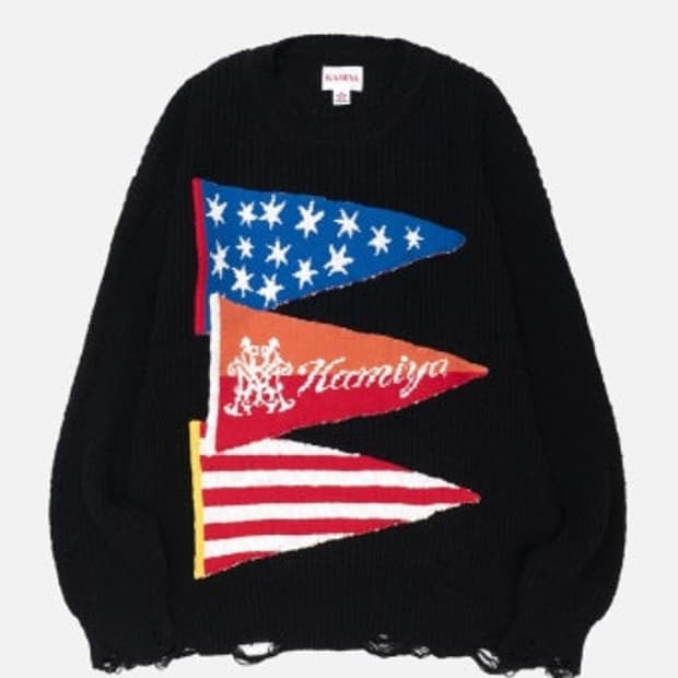 KAMIYA FLAG KNIT BLACK L