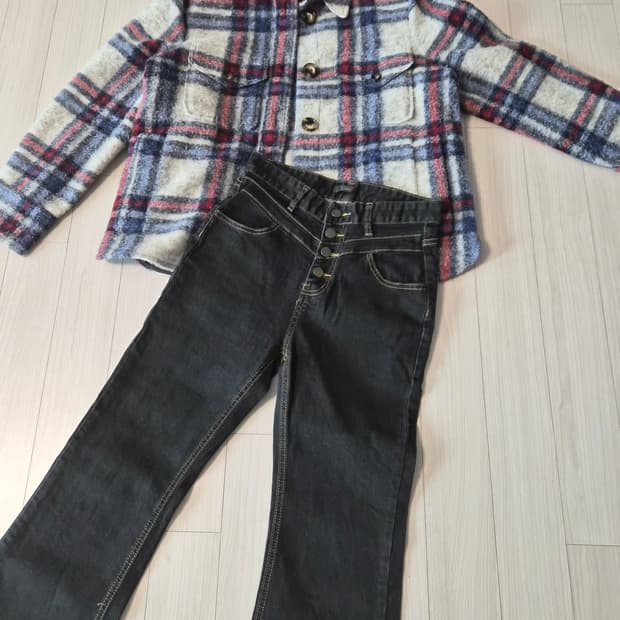 [WEGO] 위고 체크 울 스타일 포근한 셔츠 자켓 (셔켓)