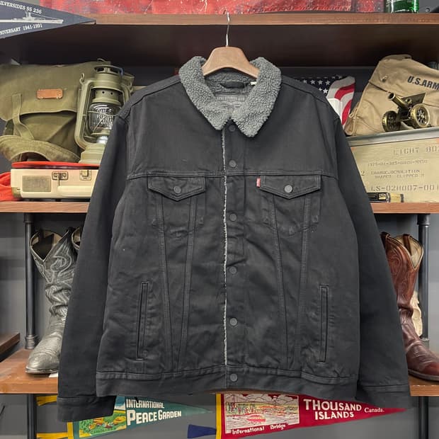 리바이스 타입2 블랙 쉐르파 데님 트러커 자켓