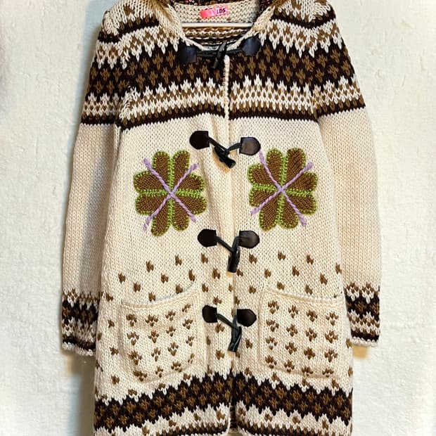 빈티지 모리걸 자수 니트 떡볶이 코트 