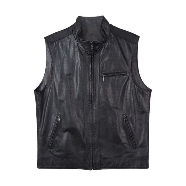 에크라제 리얼 램스킨 피그스킨 레더 지퍼 베스트 L