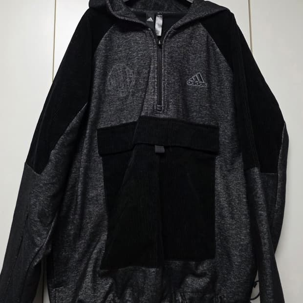 남녀공용 아디다스 블랙 코듀로이 후드