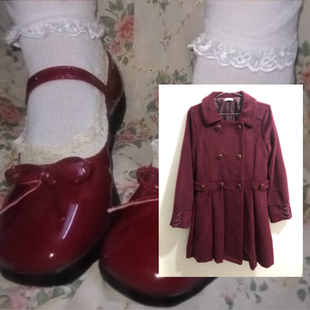 엑시즈팜 모리걸 버건디 코트