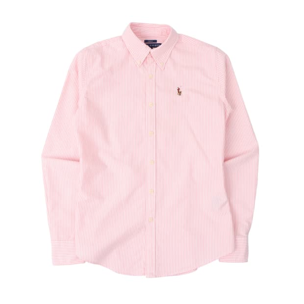 폴로 랄프로렌 우먼스 옥스포드 라이트 핑크 스트라이프 셔츠 