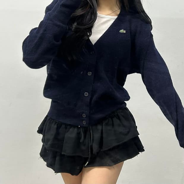 라코스테 네이비 울100% 니트 가디건(95)