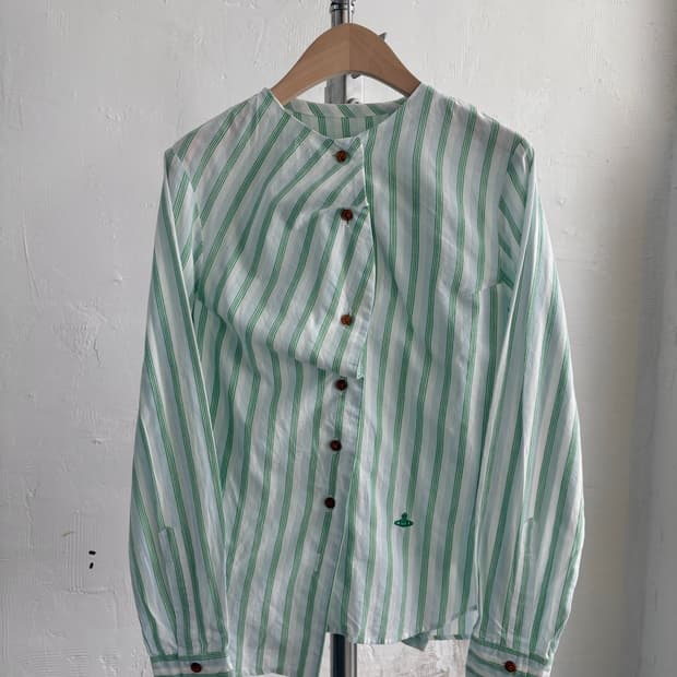 Vivienne Westwood 비비안웨스트우드 그린 스트라이프 셔츠
