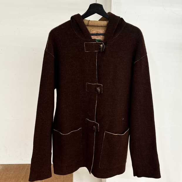 로렌 랄프 로렌 브라운 펠트 울 혼방 후드 더플 코트