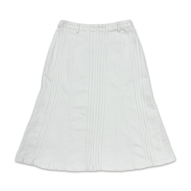 빈티지 화이트 라인 미디 스커트