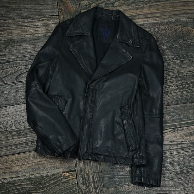 [빈티지] 고딕 고트 스킨 염소 가죽 슬림핏 레더 자켓 블랙 M17355