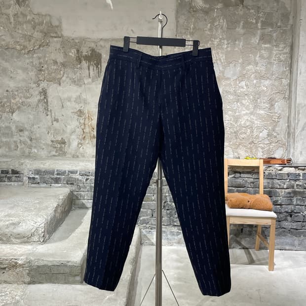 루이비통 다크 네이비 자카드 울 실크 슬랙스