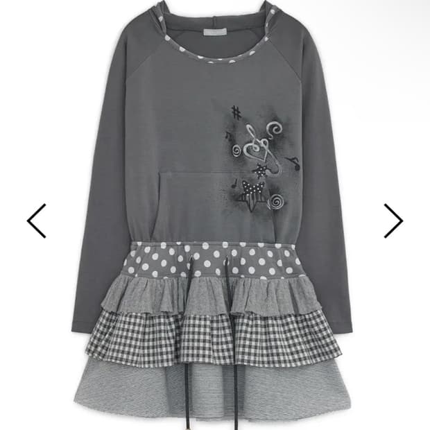 허그유어스킨 캉캉 레이어드 후드 드레스 그레이 원피스 허유스