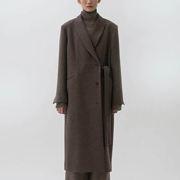 le17 side belted coat 브라운