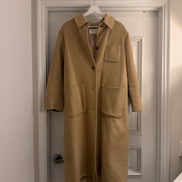 울 90% 핸드메이드 코트 카멜베이지