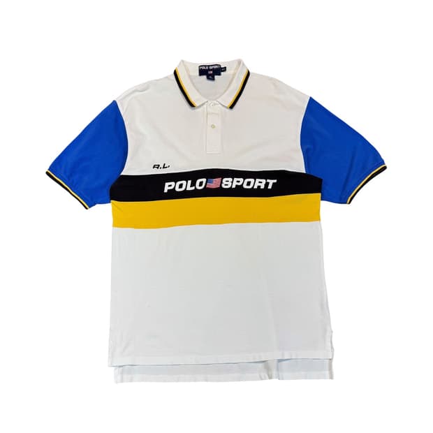 90s 랄프로렌 폴로스포츠 스펠아웃 카라 티셔츠 (2XL) 