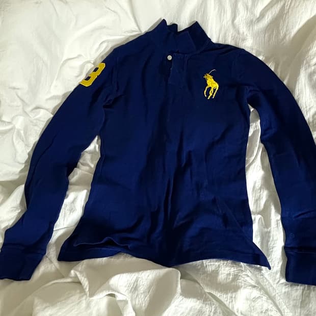 폴로 랄프로렌 빈티지 빅로고 빅폴로 블루 카라티