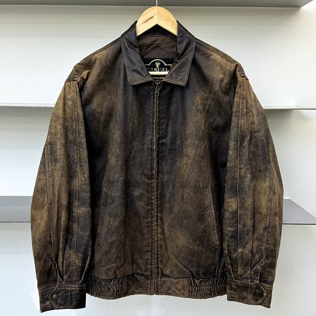 캐쥬얼 레더 페이디드 레더 집업 자켓