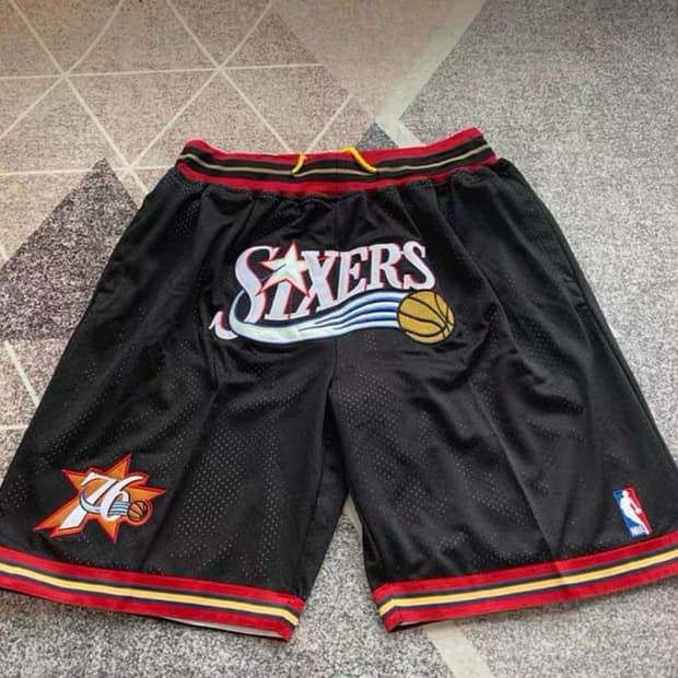 필라델피아 세븐티식서스 76ers 농구 반바지 NBA 레트로 팬츠 (블랙