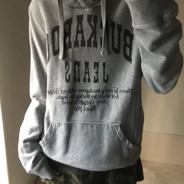 버카루 그레이 빈티지 후드티