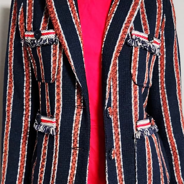 스트라이프 트위드 자켓 