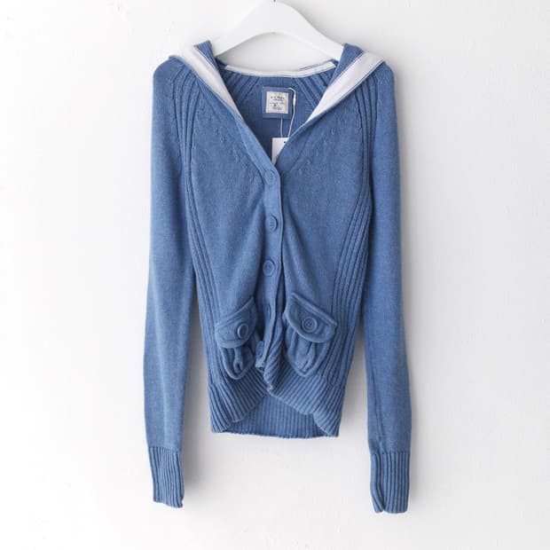 knit pocket hood cardigun