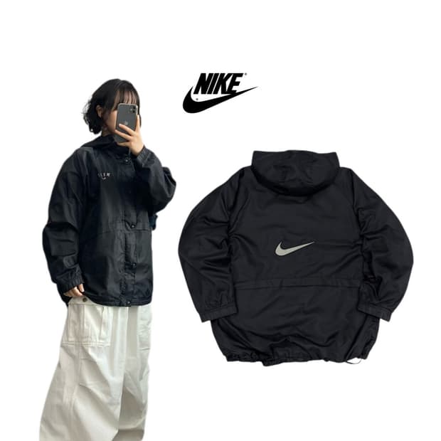 니이키 90s 빅로고 풀오버 올드스쿨 바람막이 자켓