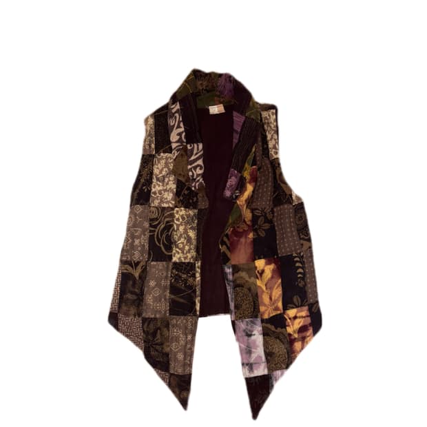 모리걸 패치 누빔 베스트 조끼 일본 빈티지 히피 하구미 