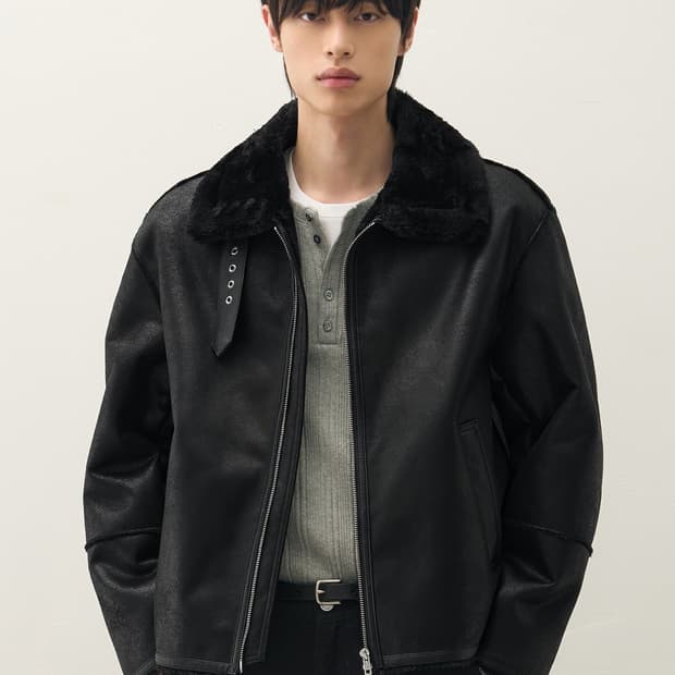 드로우핏 무스탕 자켓 올블랙 