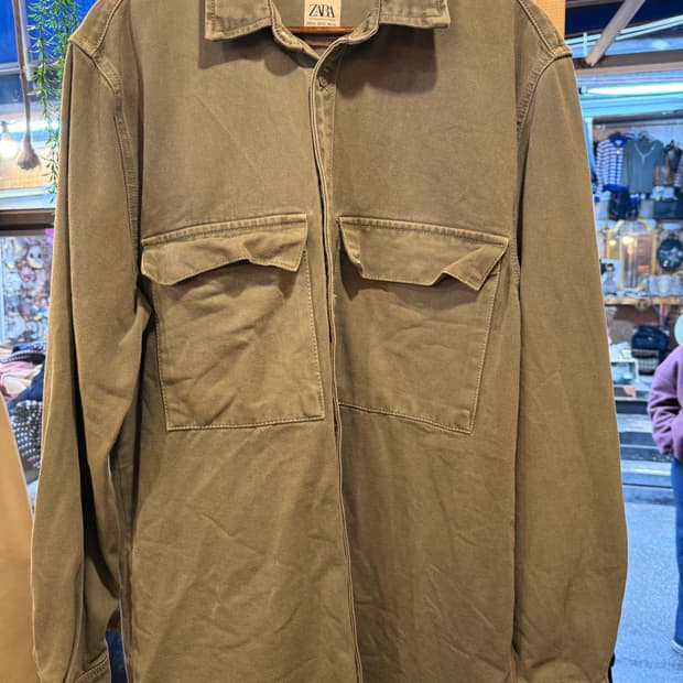 자라 워시드 캔버스 오버셔츠 재킷
