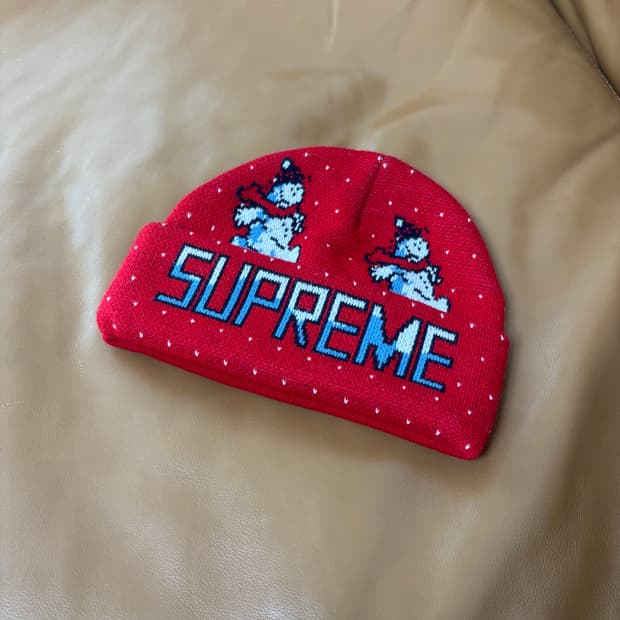 슈프림 비니 모자 21fw 스노우맨 레드