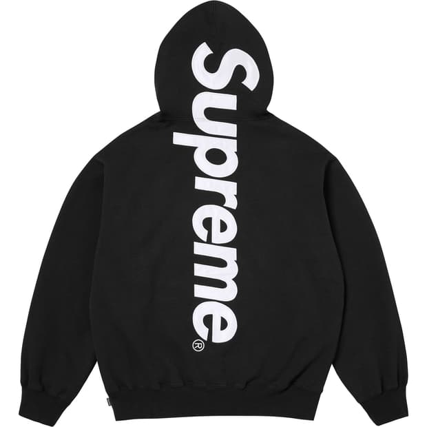 슈프림 사틴 아플리케 후드 스웨트셔츠 블랙 - 25FW M