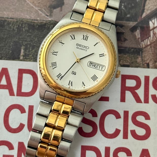 Seiko 세이코 쿼츠 콤비 로만 인덱스 데이 데이트