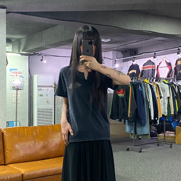 버커루 40수 빈티지 등판메쉬 헨리넥 반팔 티셔츠 B4616 