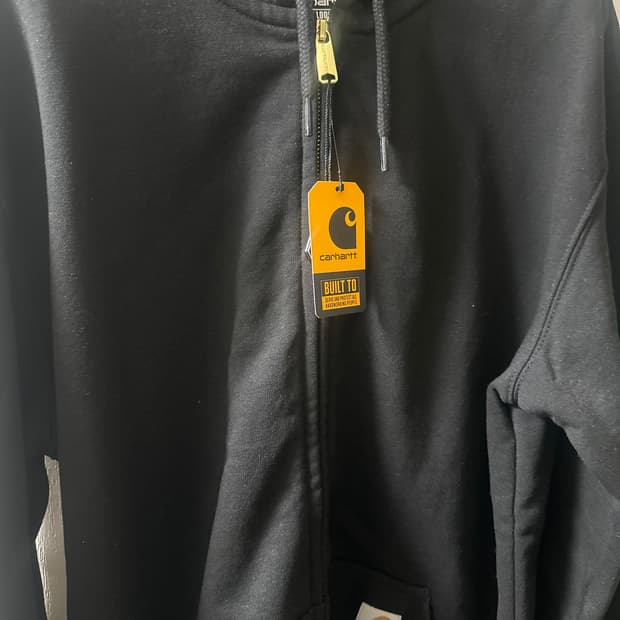 칼하트 루즈 핏 미드웨이트 레귤러 풀 집 스웨트셔츠 블랙